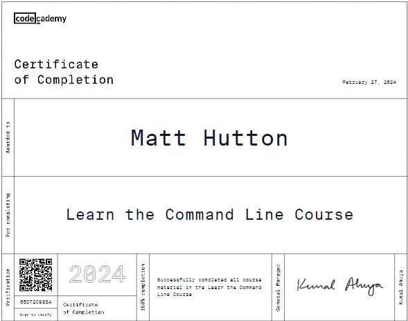Matt Hutton command line